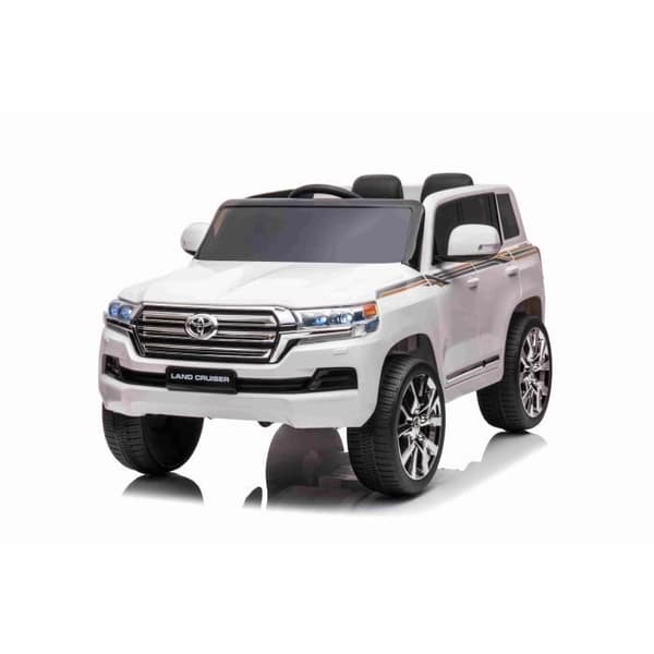 Elektromobil för barn Toyota Landcruiser 12V, VIT, Sits i konstläder, Batteri 12V/7AH, Motor 2 x 35W