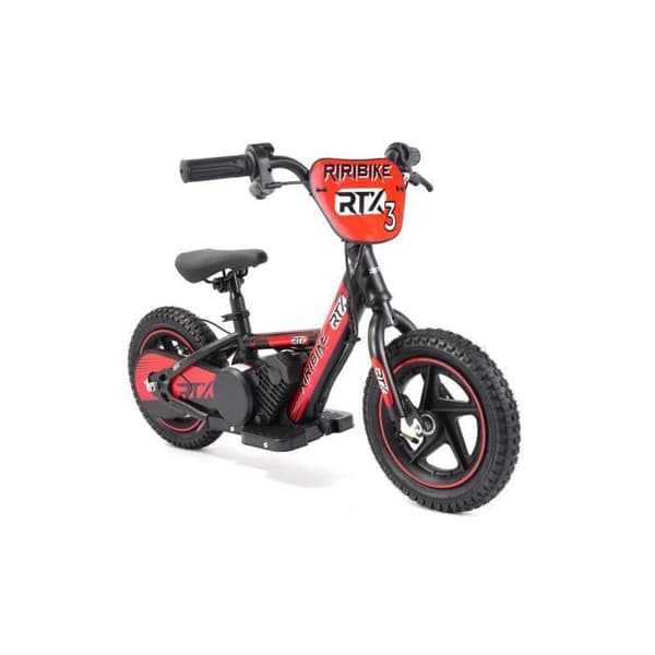 Draisienne elektrisk för barn RIRIBIKE RTX3 24V (12"), röd, Litiumbatteri, Motor 100W, Skivbroms, Mjuk PU-sits