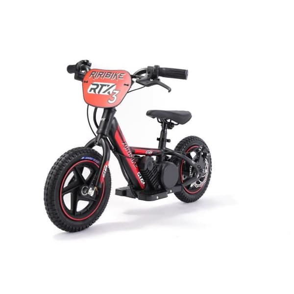Draisienne elektrisk för barn RIRIBIKE RTX3 24V (12"), röd, Litiumbatteri, Motor 100W, Skivbroms, Mjuk PU-sits