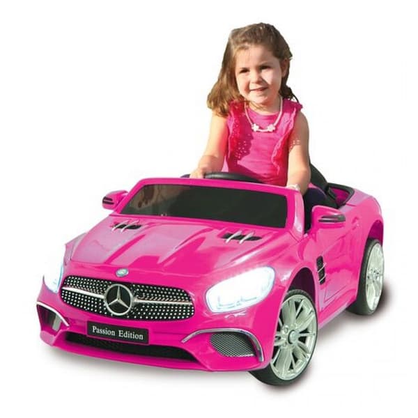 Barnbil - Jamara - Mercedes-Benz SL 400 - Rosa - 12V - Dörrar och LED-lampor