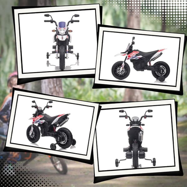 Børns Elektrisk Motorcykel, 106.5Lx56Bx80H cm, Hvid