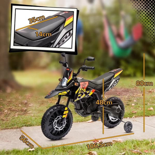 Børns Elektriske Motorcykel, 106.5L x 56W x 80H cm, Gul