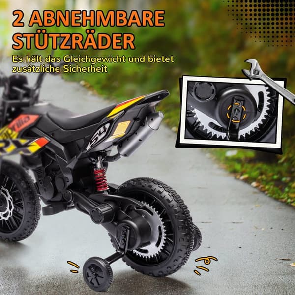 Børns Elektriske Motorcykel, 106.5L x 56W x 80H cm, Gul