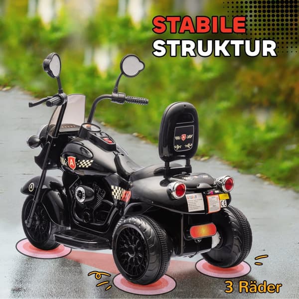 Barns Elektriska Motorcykel, 110x48x56 cm, Svart