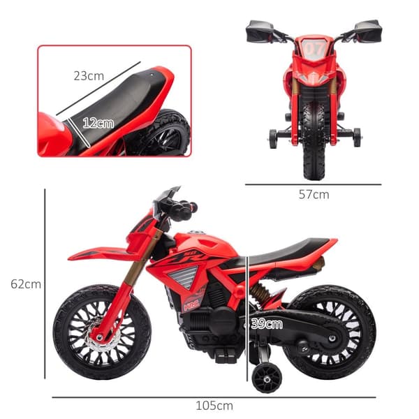 Elektrisk Motorcykel til Børn, 105x57x62 cm, Rød