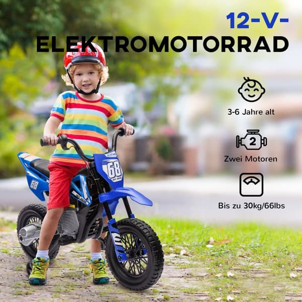 Elektrisk Motorcykel för Barn, 107x56x70 cm, Blå