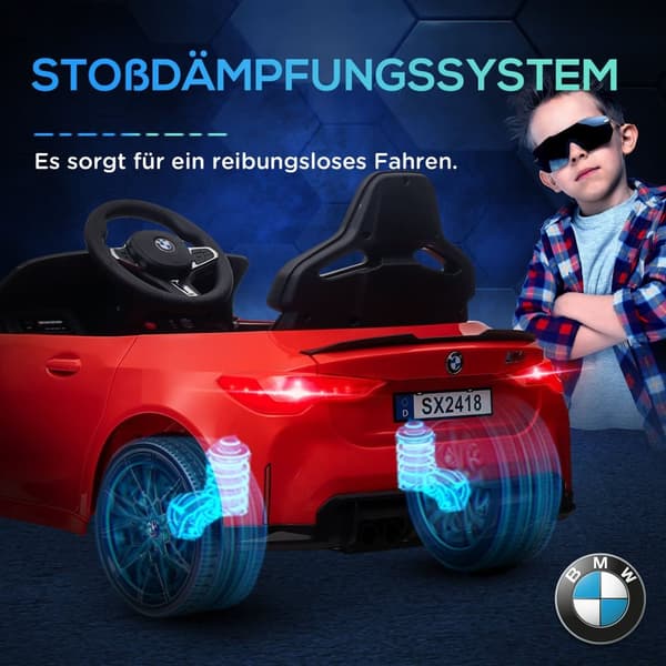 Barns Elektriska Bil, BMW M4, 108x69.5x51 cm, Röd