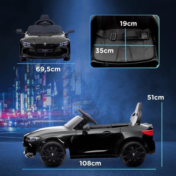 Børns Elektriske Bil, BMW M4, 108x69.5x51 cm, Sort