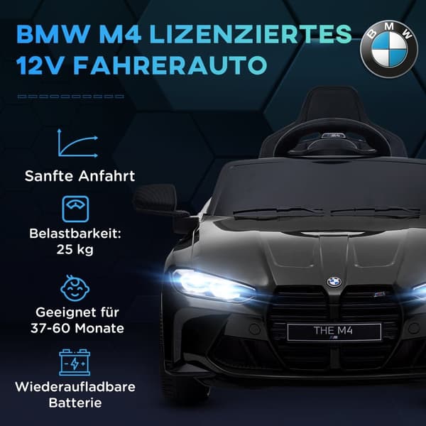 Børns Elektriske Bil, BMW M4, 108x69.5x51 cm, Sort