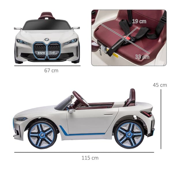 Lasten sähköauto, BMW, 115x67x45 cm, Valkoinen