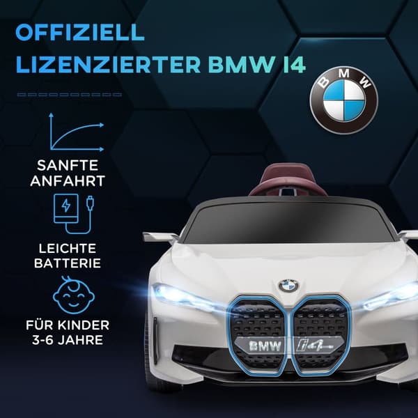 Lasten sähköauto, BMW, 115x67x45 cm, Valkoinen