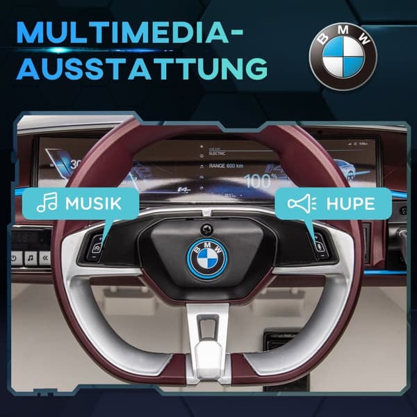 Lasten sähköauto, BMW, 115x67x45 cm, Valkoinen