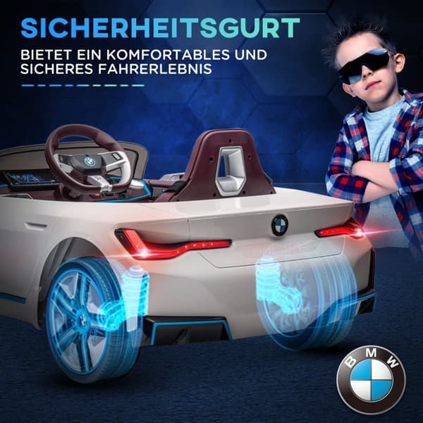 Lasten sähköauto, BMW, 115x67x45 cm, Valkoinen