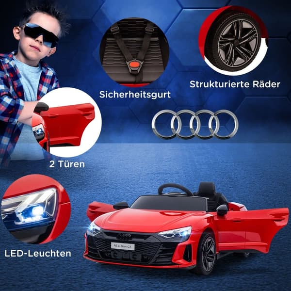 Børns Elektriske Bil, AUDI RS e-tron GT, 103x58x41 cm, Rød