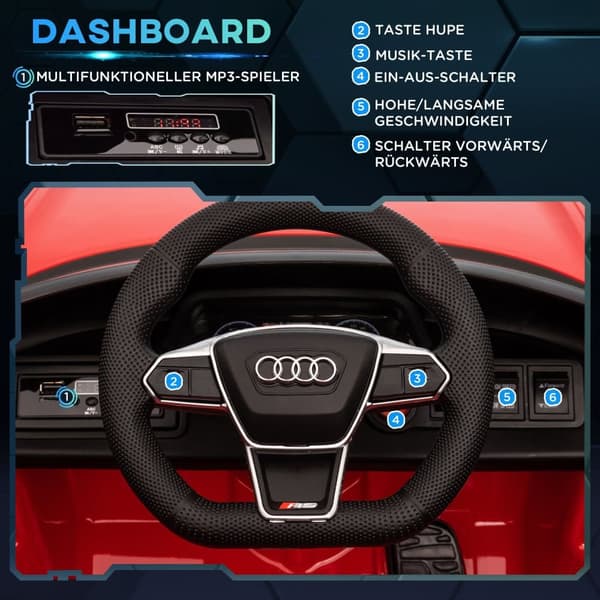 Børns Elektriske Bil, AUDI RS e-tron GT, 103x58x41 cm, Rød