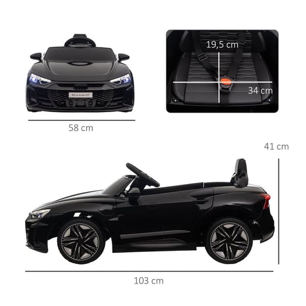 Børns Elektriske Bil, AUDI RS e-tron GT, 103x58x41 cm, Sort