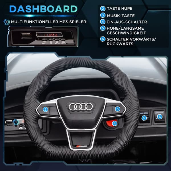 Børns Elektriske Bil, AUDI RS e-tron GT, 103x58x41 cm, Sort