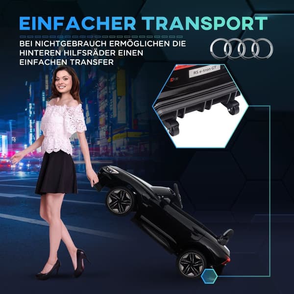 Børns Elektriske Bil, AUDI RS e-tron GT, 103x58x41 cm, Sort