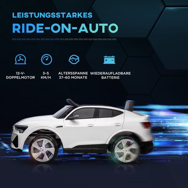 Elektrisk Børnebil, Audi E-tron, 108x60x47 cm, Hvid