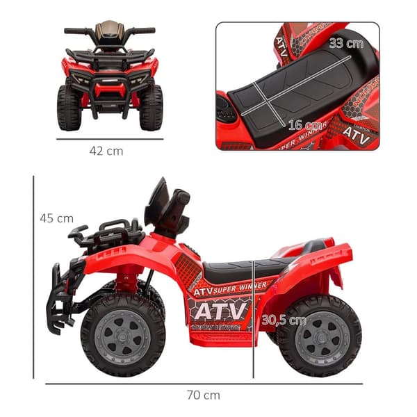 Mini Elektrisk Quad, 70x42x45 cm, Pink