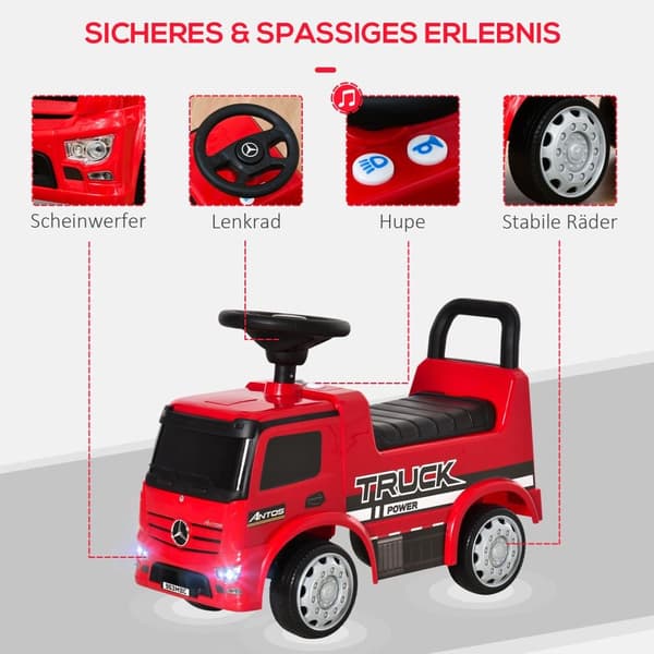 Børns Køretøj, Mercedes ANTOS-LKW-Stil, 62,5x28,5x45 cm, Rød Sort