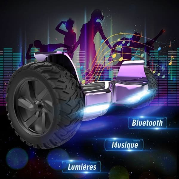 Hoverboard 8,5 tum Hummer All Terrain LED Bluetooth med kraftfull motor Idealisk present Lila krom