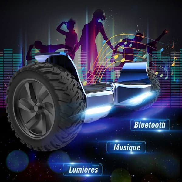 Hoverboard 8,5 tum Hummer All Terrain LED Bluetooth med kraftfull motor Idealisk present Blå krom
