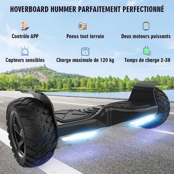Hoverboard RCB 8,5 Tum Elektrisk Scooter All Terrain Gyropod Hummer Bluetooth LED + Hoverkart Karting Justerbar Svart