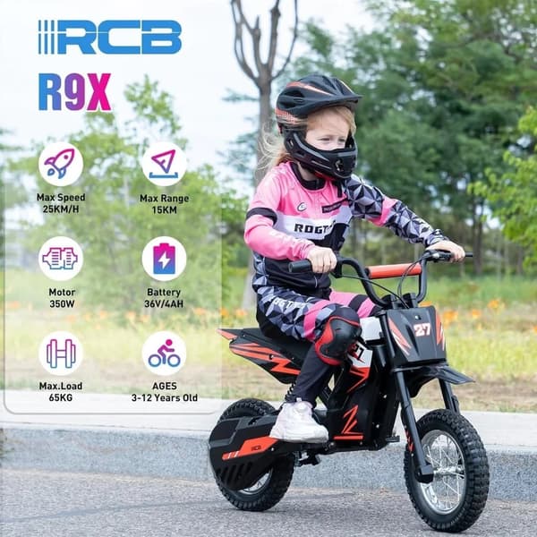 Barnens elektriska motorcykel, 25KM/H hastighet, 15KM räckvidd,Röd