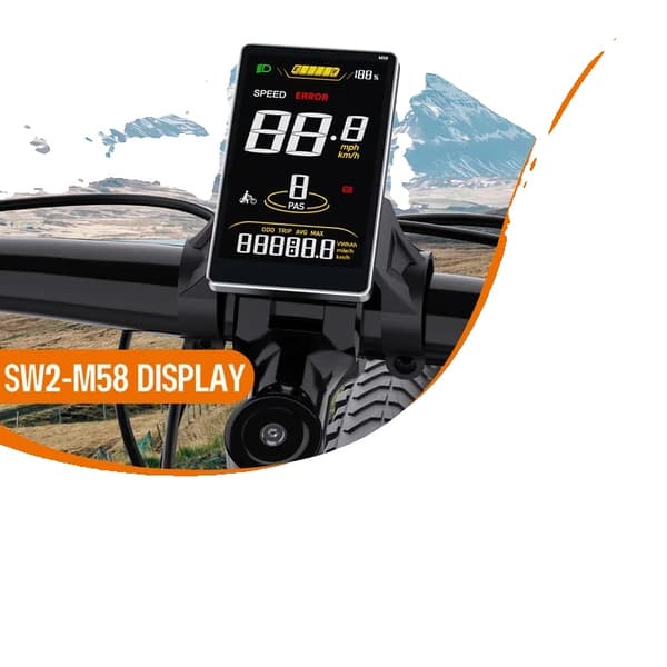 Bafang LCD-skärm, justerbara PAS-nivåer,SW2-M58(0-9 PAS)