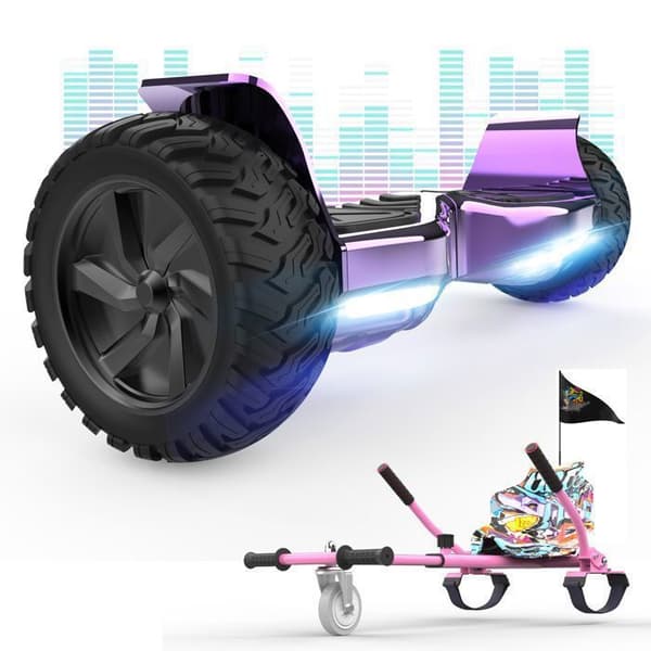 Hoverboard RCB 8,5 Tum Elektrisk Terräng Scooter Gyropod Hummer Bluetooth LED + Hoverkart Karting Justerbar Lila &amp; Rosa