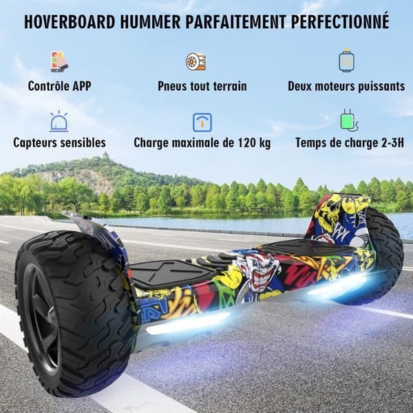 Hoverboard RCB 8,5 Tum elektrisk scooter för alla terränger Gyropod Hummer Bluetooth LED + Hoverkart Karting Justerbar HIP-HOP