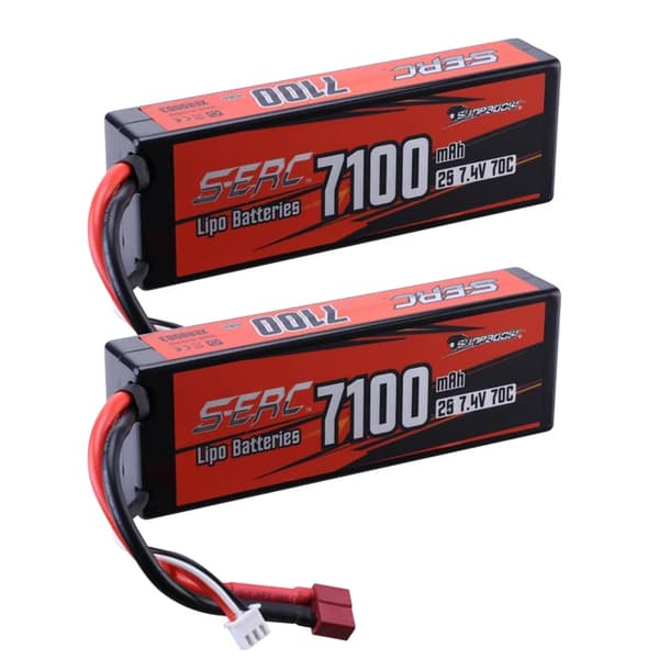 Lipo Batteri, 7100mAh Kapacitet, 70C Afladningshastighed, 7,4V, 7100-2S-70C-T-2stk