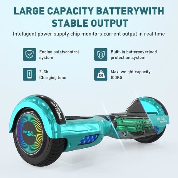 MEGA MOTION Green Hoverboard och Green Kart Pack, 2 hjul Hoverboard 6,5" LED-lampor med Bluetooth-högtalare