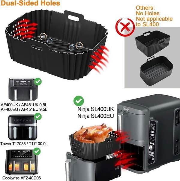 2-pack Air Fryer silikonform för Ninja Double Stack Oljefri Fryer SL400EU, Air Fryer tillbehör