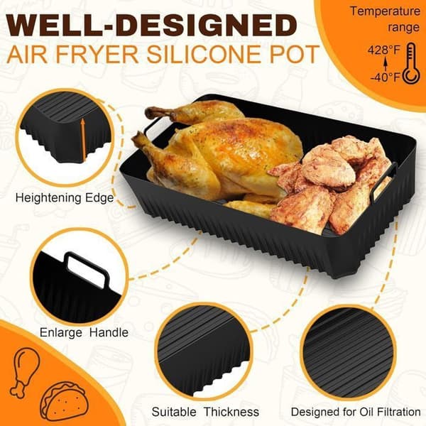 Air Fryer Form, 3 ST Air Fryer Tillbehör för Ninja Air Fryer 10,4L AF500EU, Silikon Air Fryer Form för Ninja Foodi Flex 10,4 L