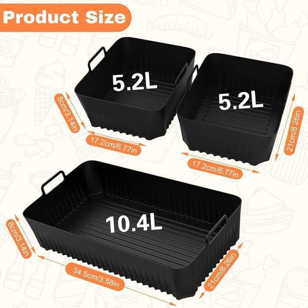 Air Fryer Form, 3 ST Air Fryer Tillbehör för Ninja Air Fryer 10,4L AF500EU, Silikon Air Fryer Form för Ninja Foodi Flex 10,4 L