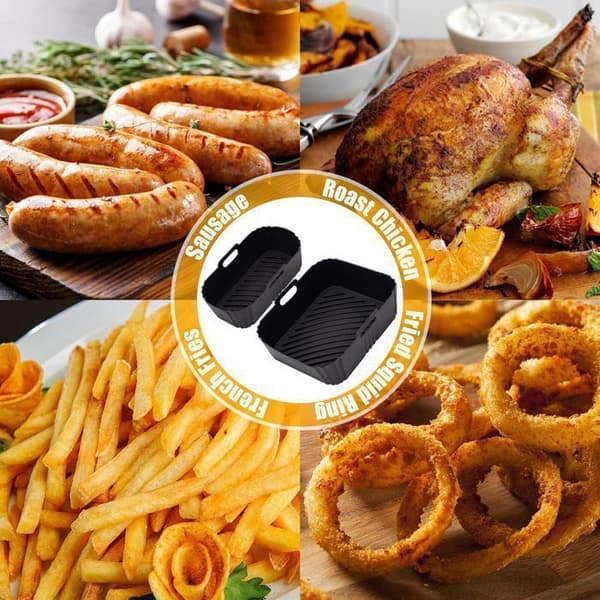 Air Fryer-form, 2 delar Air Fryer-silikonform för Moulinex Easy Fry Dual 5,2/3,1 L, för Philips Dual Basket Airfryer 3000-serien