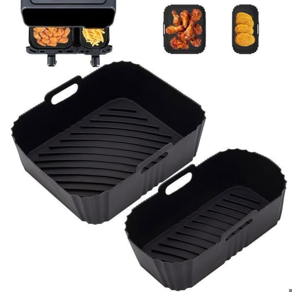 Air Fryer-form, 2 delar Air Fryer-silikonform för Moulinex Easy Fry Dual 5,2/3,1 L, för Philips Dual Basket Airfryer 3000-serien