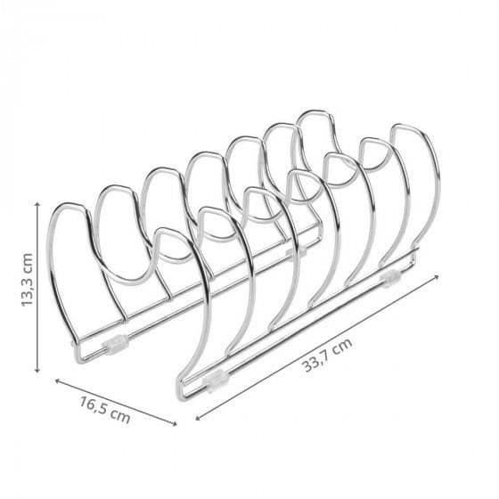 Förvaring för stekpannor - Rostfritt stål - 6 fack - 13,3 cm Höjd - 33,7 cm Bredd - 16,5 cm Djup