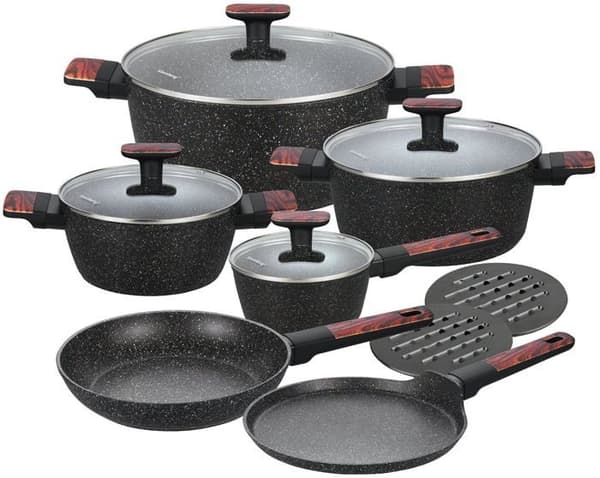 Separatör - skydd för spis - kastrullseparator - kastrullskydd Klausberg - KB-7831 - 12-delars SET AV MARMORPANNOR
