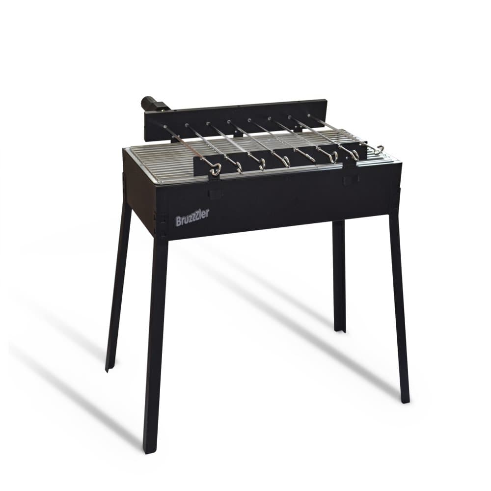 Bruzzzler Mangal Grill, kött- och grönsaksspett och rotisseriegrill för hela kycklingar, plankaplatta, batteridriven motor