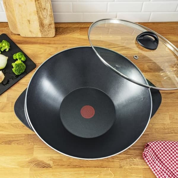 TEFAL elektrisk wok, non-stick aluminiumskål, Thermo Spot, tillverkad i Frankrike WO300010