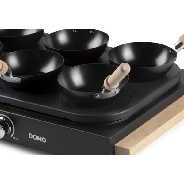 DOMO Wok- och crepehäll - 2 i 1 - 6 pannor - 1000 W - Non-stick