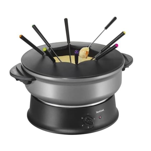 TEFAL Wok Fondue, Justerbar termostat, Non-stick beläggning, 8 gafflar ingår, Compact WK302013