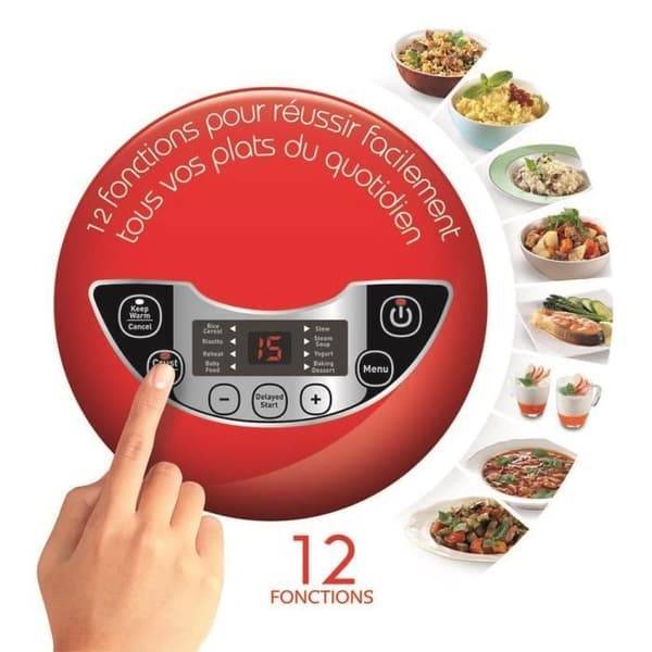 MOULINEX Multicooker 12 i 1 Kapacitet 5L 12 program Riskokare, ånga Långsam tillagning Avtagbar non-stick skål MK705111