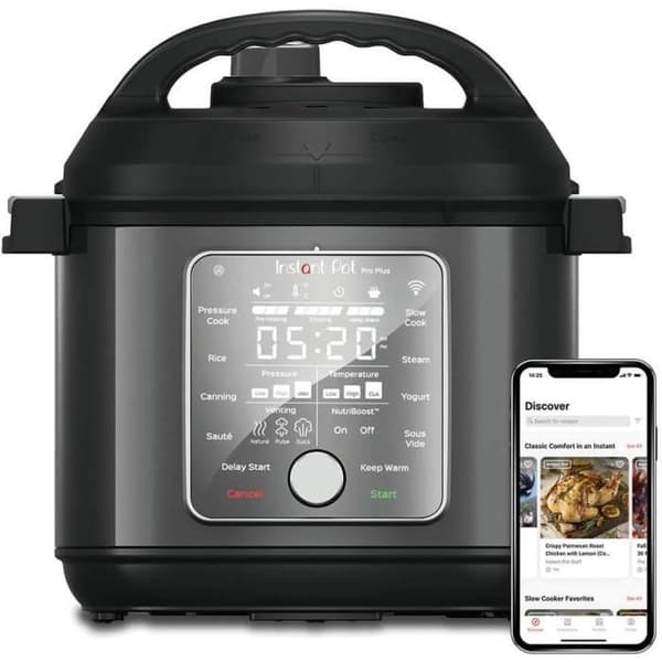 Instant Pot Multicooker Pressure Cooker Pro Plus WIFI 5,7 L -10 i 1, 9 anpassningsbara program, rostfritt stål 800 recept APP