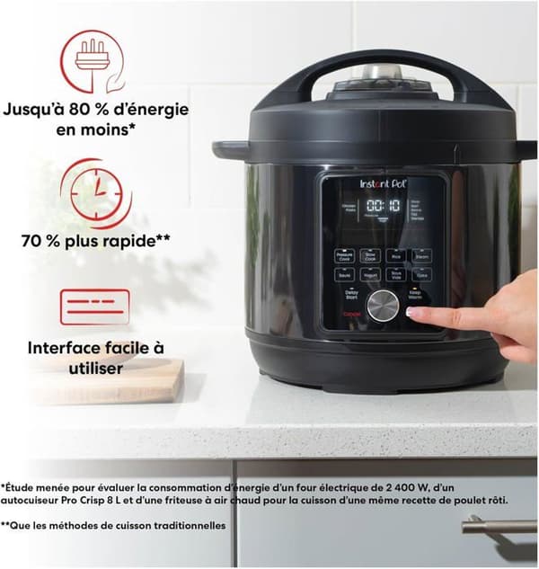 Instant Duo Plus 6 liter med WhisperQuiet Quiet Multicooker, 5,7 liters tryckkokare – svart – rostfritt stål -1000W - 25