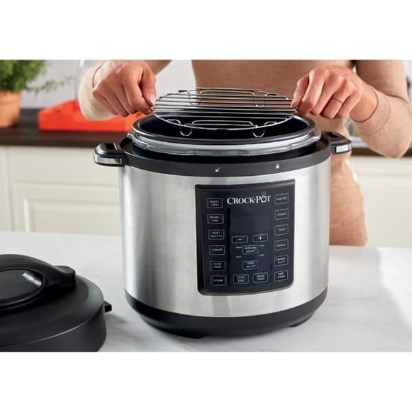 Crock Pot CSC051X-01 12-i-1-5 Programmerbar 1000W 6L Express Multi-Cooker, Slow Cooker, Steamer and Sauté Cooker, Silver