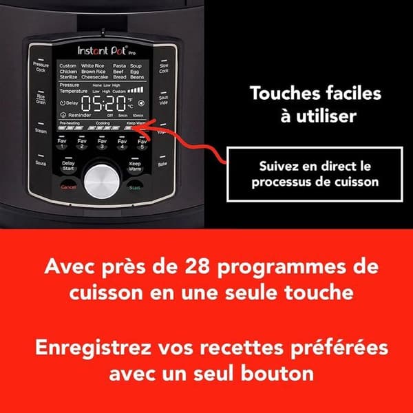 Instant Pot Pro 10-i-1 multifunktionell elektrisk spis - 1200 W - Svart - 5,7 L